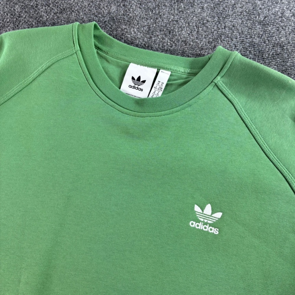 Adidas Sweatshirt Mens XL Green Trefoil Logo Raglan Adicolor Essentials Pullover